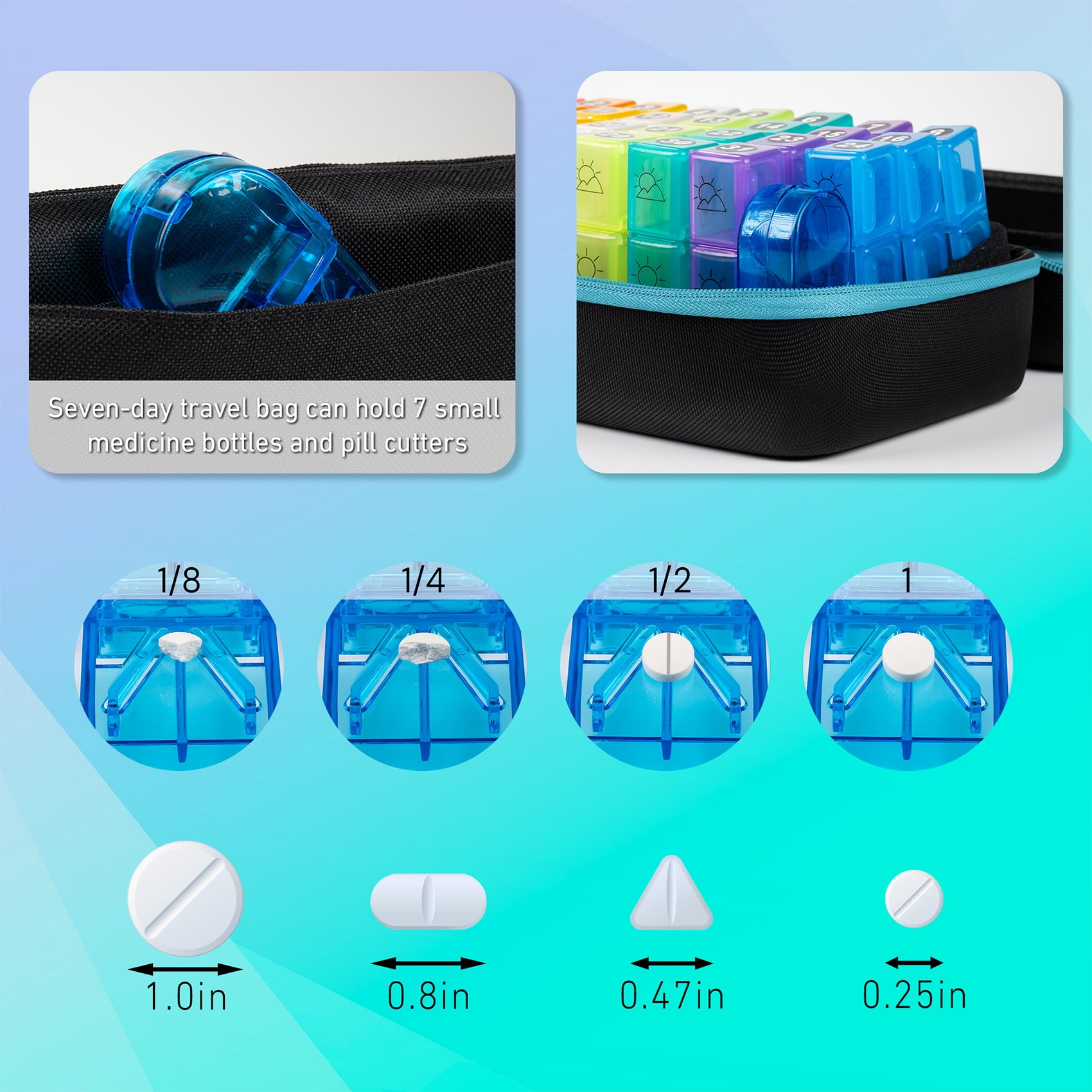 BEFUNZL Monthly Pill Organizer 3 Times a Day, Medicine Organizer Box with Portable Hard Shell and Pill Cutter, 31 Day Pill holder with Weekly Pill Bag 3 Times a Day