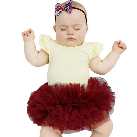 

EHTMSAK Newborn Infant Baby Short Sleeve Dresses for Girls Summer Tulle Tutu Sundress Dress Red 0-24M 80