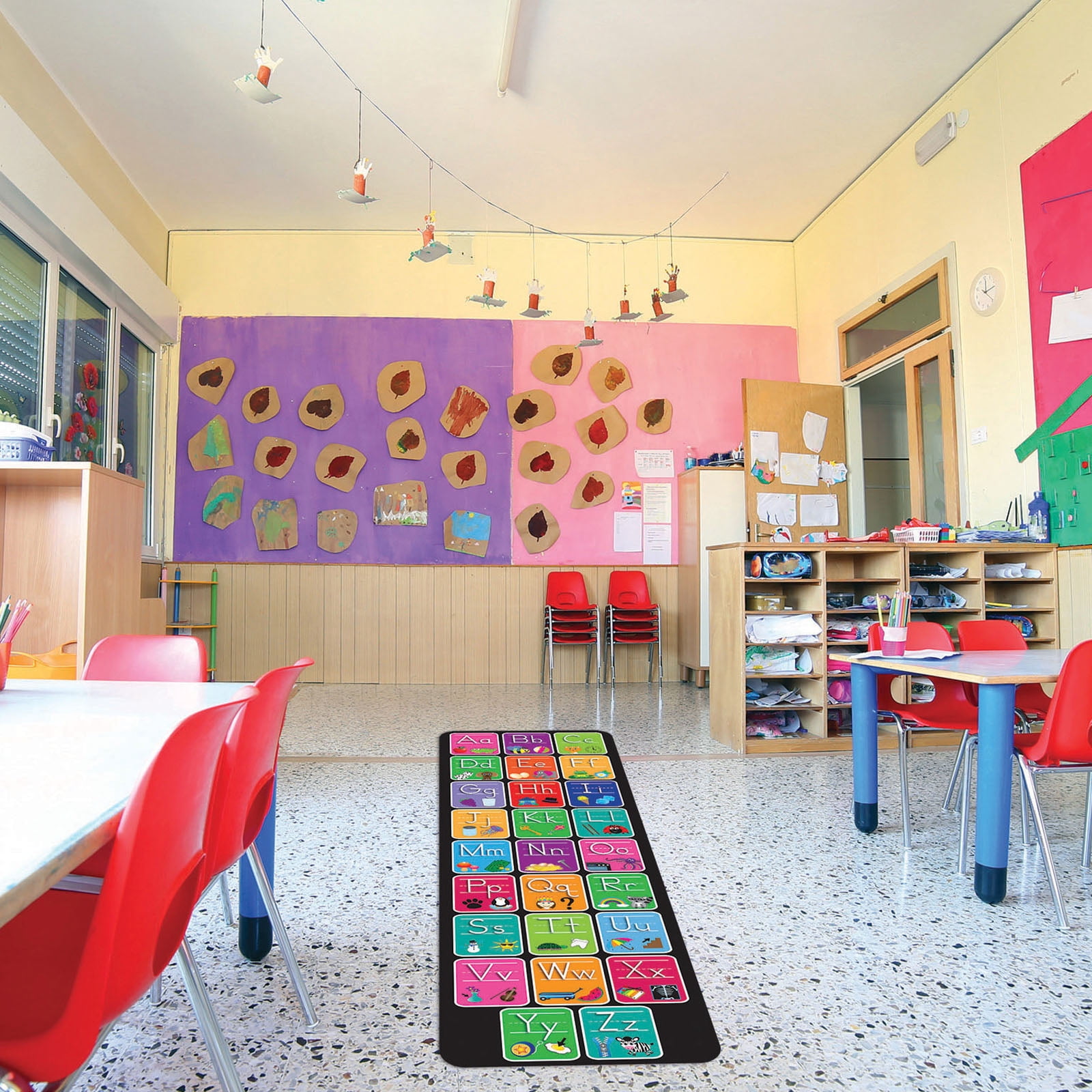 Ashley Productions Smart Poly, The Original Fun Mat, Mat Runner, 15.5" x 47", Alphabet and Matching Pictures