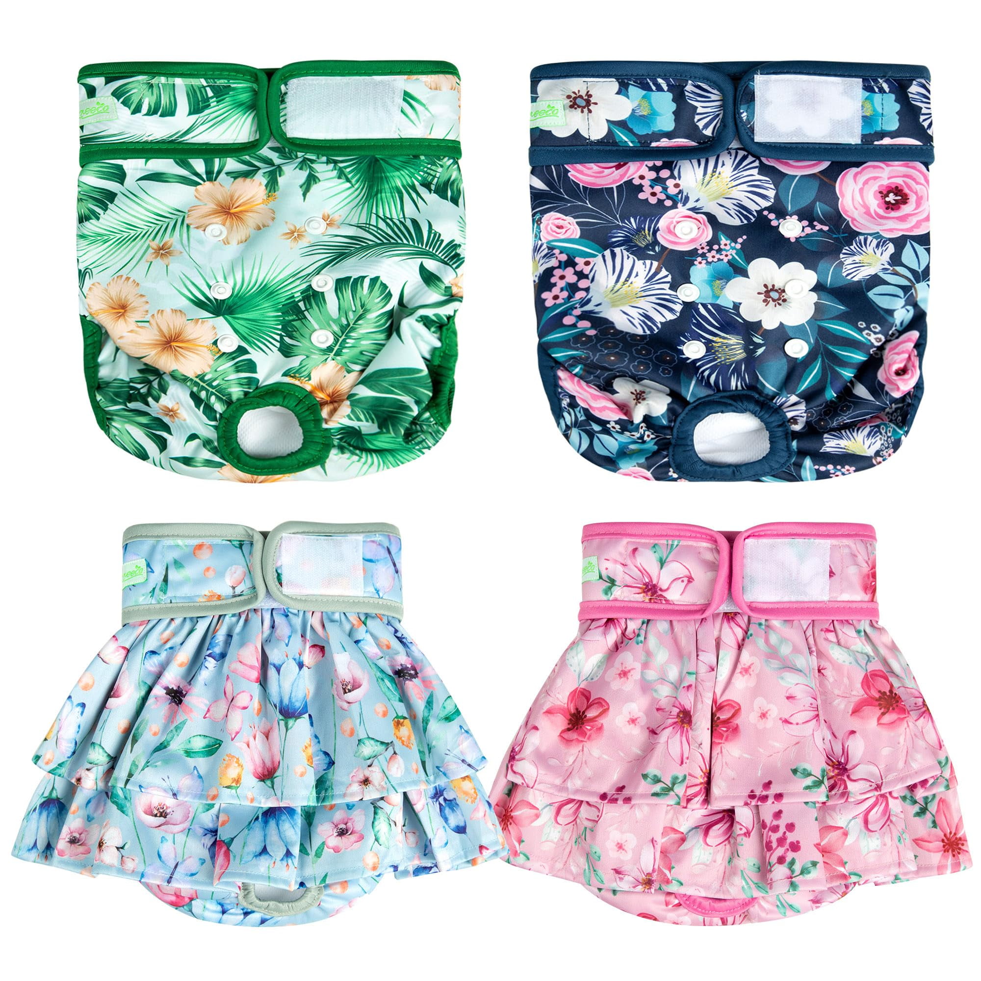 Wegreeco Reusable Female Dog Diapers,Washable Small Puppy Doggie Diapers for Female Dogs in Heat,Doggy Medium Large Female Dog Diapers for Pet,Dog Period Panties Flower,Large