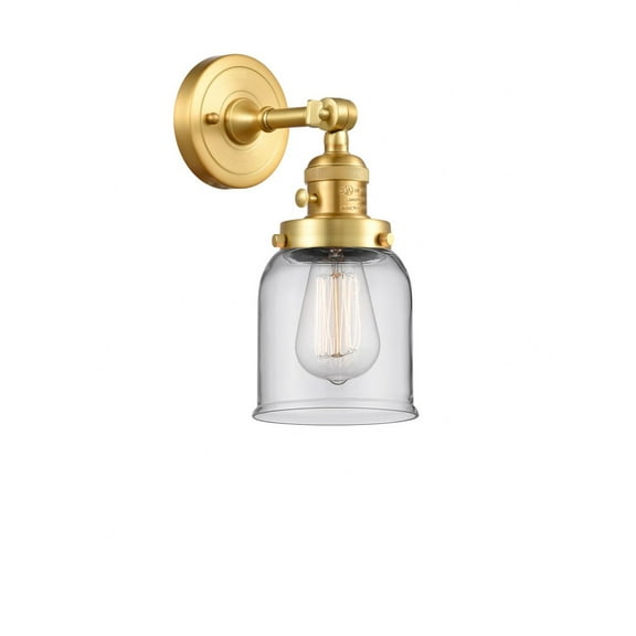 203SW-SG-G52-Innovations Lighting-Bell - 1 Light Wall Sconce In Industrial Style-10 Inches Tall and 5 Inches Wide-Satin Gold Finish-Clear Glass Color