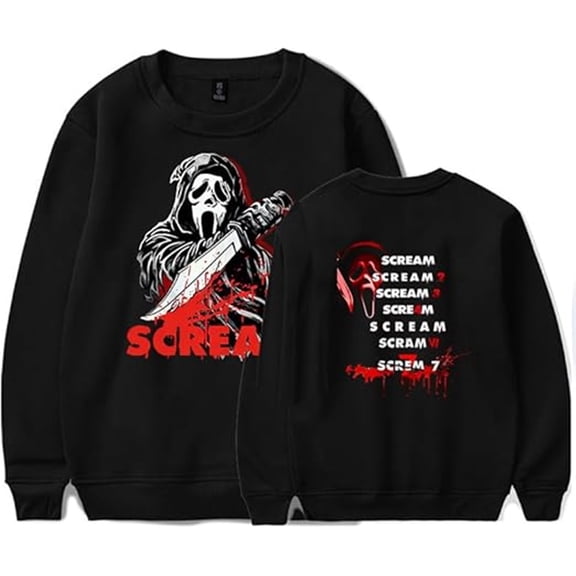 Scream 7 Ghostface New Movie Merch Crewneck Casual Sweatshirt Unisex Fashion Long-Sleeve Pullover