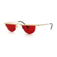 thumbnail image 4 of Funky Cropped Half Circle Flat Top Half Metal Rim Hippie Sunglasses Gold - Red, 4 of 7