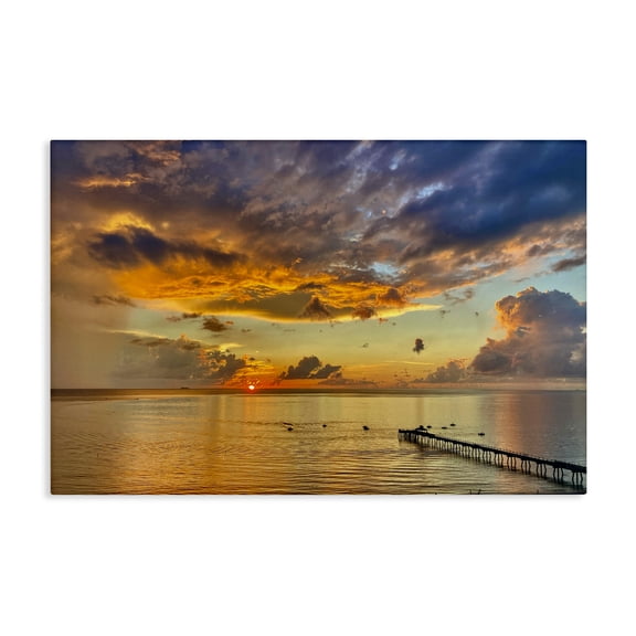 Stupell Industries Sunset and Ocean Clouds Canvas Wall Art design by David Stahl, 16 x 24