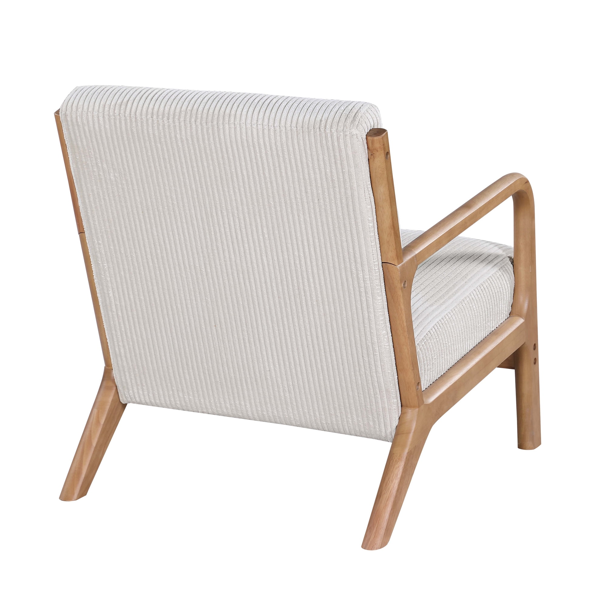 Aukfa Corduroy Mid Century Modern Accent Chair w/ Wood Frame&Pillow for Living Room, Beige
