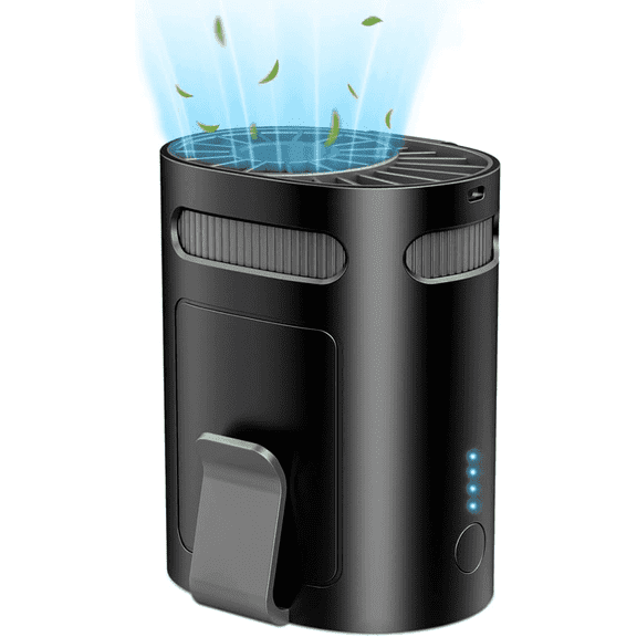 Small Clip-On Waist Fan, Mini Portable Fan, Personal 3500mAh 4 Speeds Outdoor Cooling