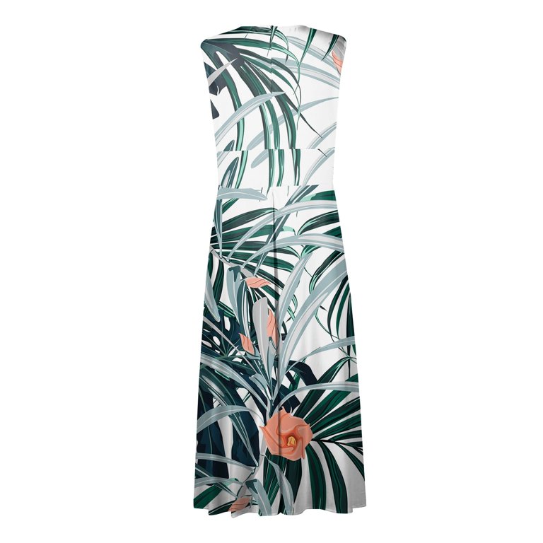 kytmyeq Women's Summer Fashion Hawaiian Print V-Neck Sleeveless Tunic  Casual Dresses - Walmart.com