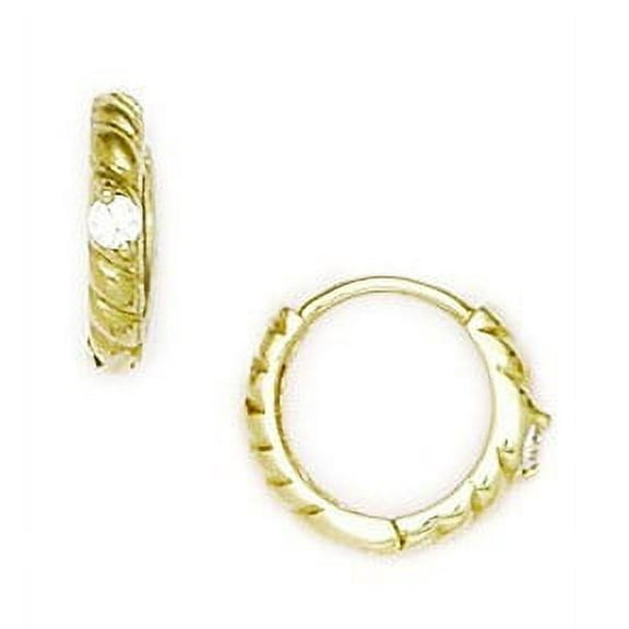 14k Yellow Gold Cubic Zirconia Twisted Hinged Earrings - Measures 11x12mm