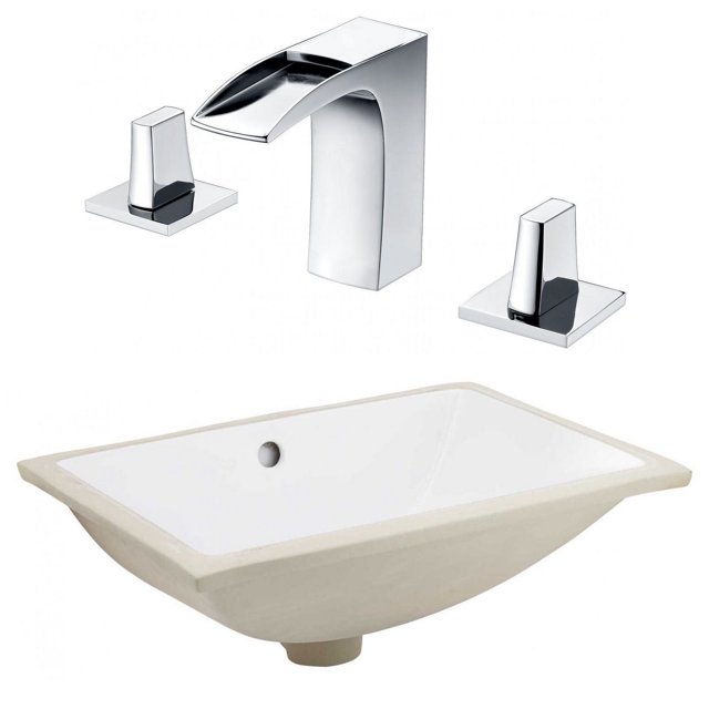 20.75-in. W CSA Rectangle Bathroom Undermount Sink Set In White - Chrome Hardware AI-23100