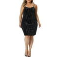 thumbnail image 2 of Vestido mini de fiesta sin mangas de terciopelo de talla grande para mujer Agnes Orinda en negro 2X, 2 of 5