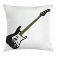 thumbnail image 1 of Guitar Throw Pillow Cushion Cover, Bass Four String Rhythm Music Rock and Roll Element Detailed Illustration, Decorative Square Accent Pillow Case, 24 X 24 Inches, Black White Caramel, by Ambesonne, 1 of 2