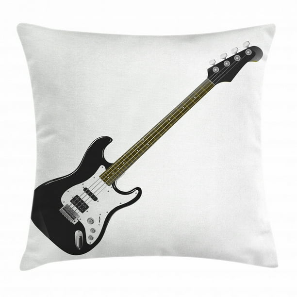 Guitar Throw Pillow Cushion Cover, Bass Four String Rhythm Music Rock