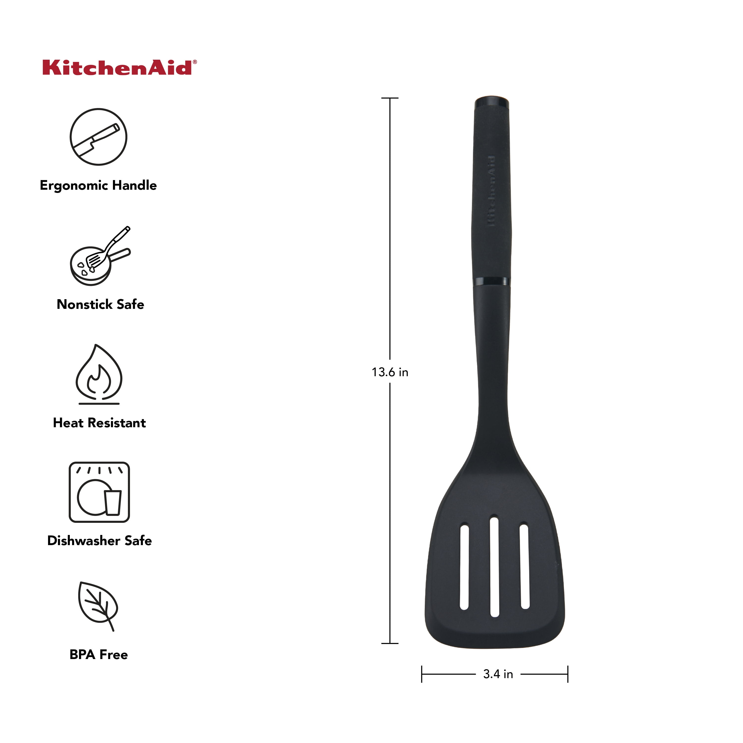 KitchenAid Nylon Slotted Turner - Red/Black, 13.5 in - Fry's Food Stores
