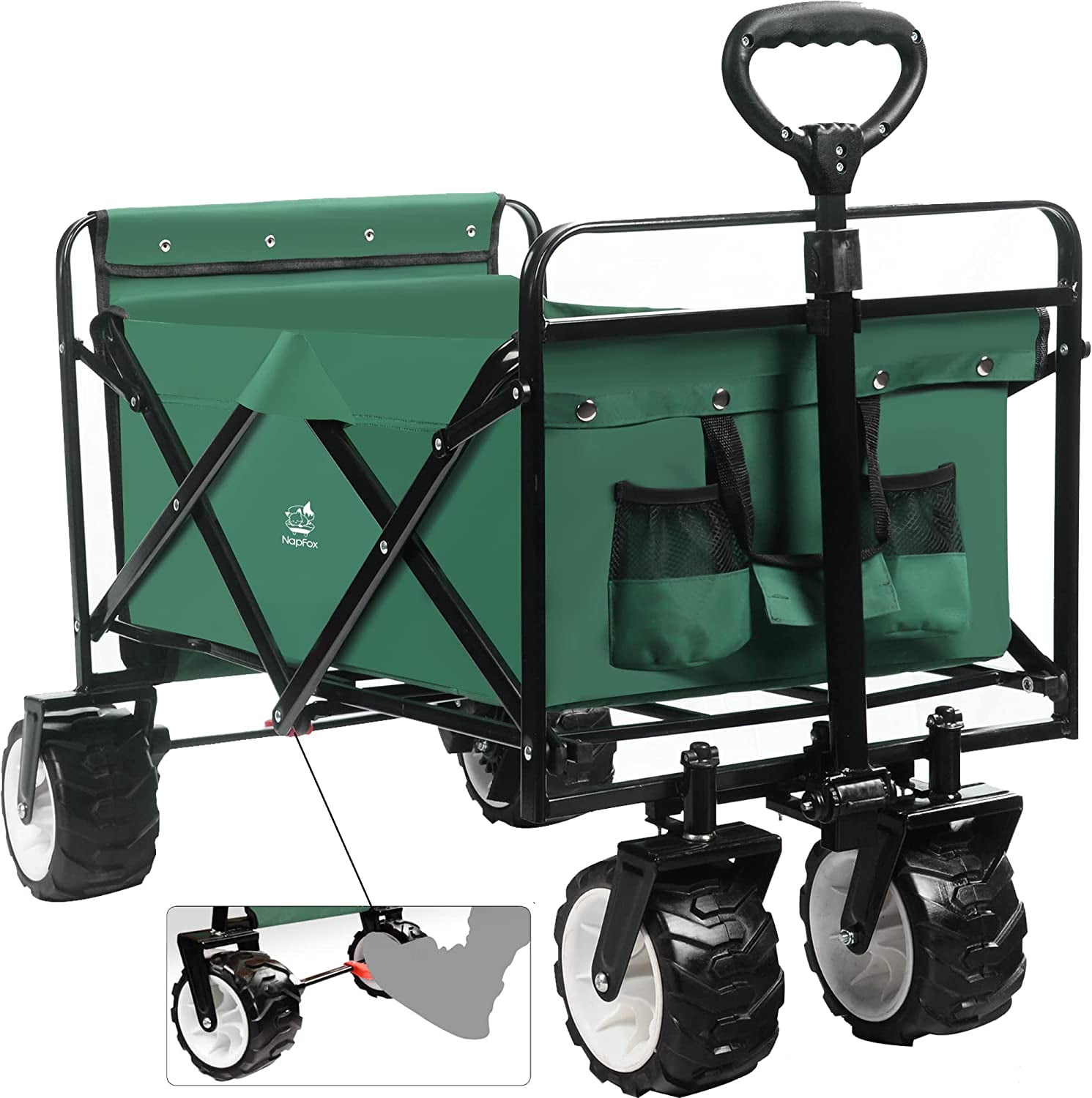 Collapsible Heavy Duty Folding Wagon Cart Utility Wagon All Terrain Beach Wheels Adjustable