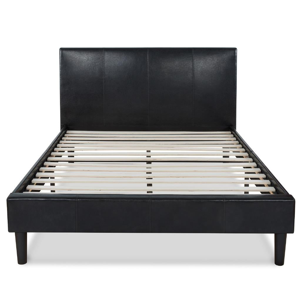 Sleep Master Deluxe Faux Leather Platform Bed with Wooden Slats, Queen