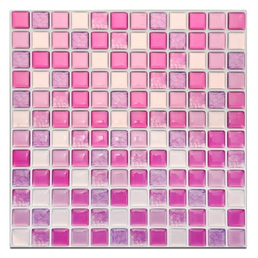 3D Mosaic Tile Stickers Wall Sticker Home Decor for Kitchen Bathroom (9.29"x9.29",Purple)