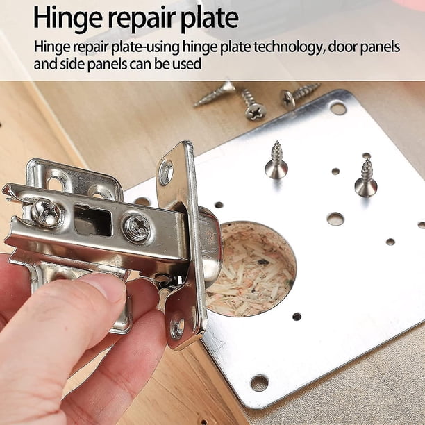 8 Piezas Placa Reparación Bisagras - Acero Inoxidable Con Tornillos, Para Arreglar Bisagras De Puertas De Cocina, Armarios Y Muebles De Madera