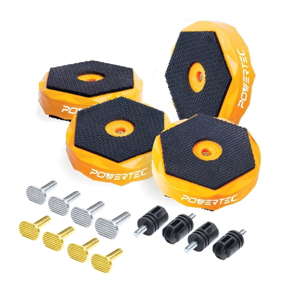 POWERTEC 4PK Bench Dog Positioning Puck - Fits 3/4" Dog Hole on Work Bench & T Track, Ideal for Sanding, Routing, Finishing & Painting, T Track Accessories (71820N)