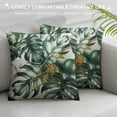 thumbnail image 3 of SHERONV Marble Table Green Leaf Pattern Gold Accents Graphic Decorative Throw Pillow Cover for Home Living Room Sofa Couch - 1PC 12x12in, 3 of 5