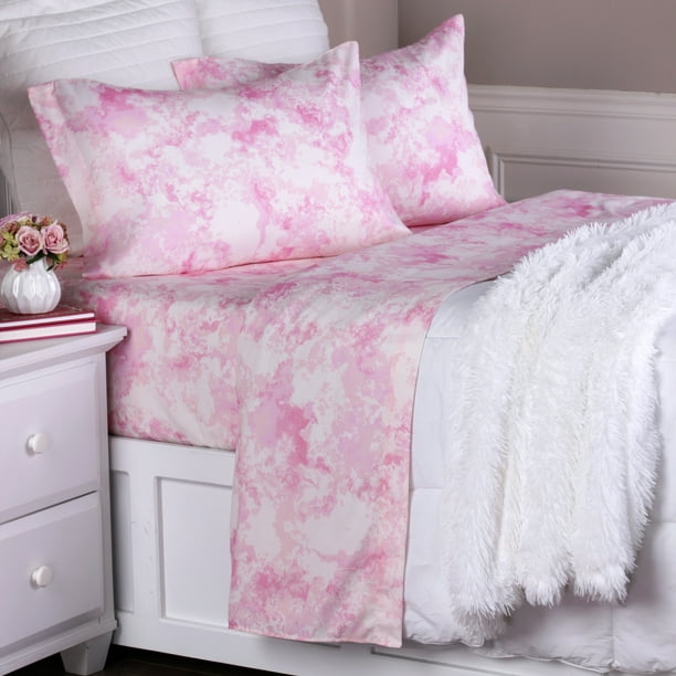 Pink Tie Dye Sheet Set Teen Bedding, Tie Dye Queen Bedding