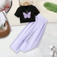 thumbnail image 2 of Outfits 2 piece for Girl Clothes Girls Sets Toddler Kids Clothing Sets Summer Sunflower T Shirt Tops Chiffon Loose Pants Outfits Children Clothes Z4-Purple, 160, 2 of 8