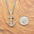 thumbnail image 3 of Men's Anchor Necklace In Sterling Silver On a 20" Oxidized Sterling Silver Box Chain, Men's Necklace, Gift For Husband, Anchor Necklace, Men, 3 of 6