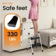 thumbnail image 4 of HBTower 2 Step Ladder, Folding Step Stool with Wide Anti-Slip Pedal, Sturdy Steel Ladder, Convenient Handgrip, Lightweight 500lbs Portable Steel Step Stool, White, 4 of 10