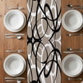 thumbnail image 6 of Brown Geometric Table Runner - 36 Inch Long, Kitchen Dining Table Runner Dresser Scarves, Vintage Black White Striped Abstract Art Farmhouse Decor for Coffee Tables Wedding Party Banquet, 6 of 8