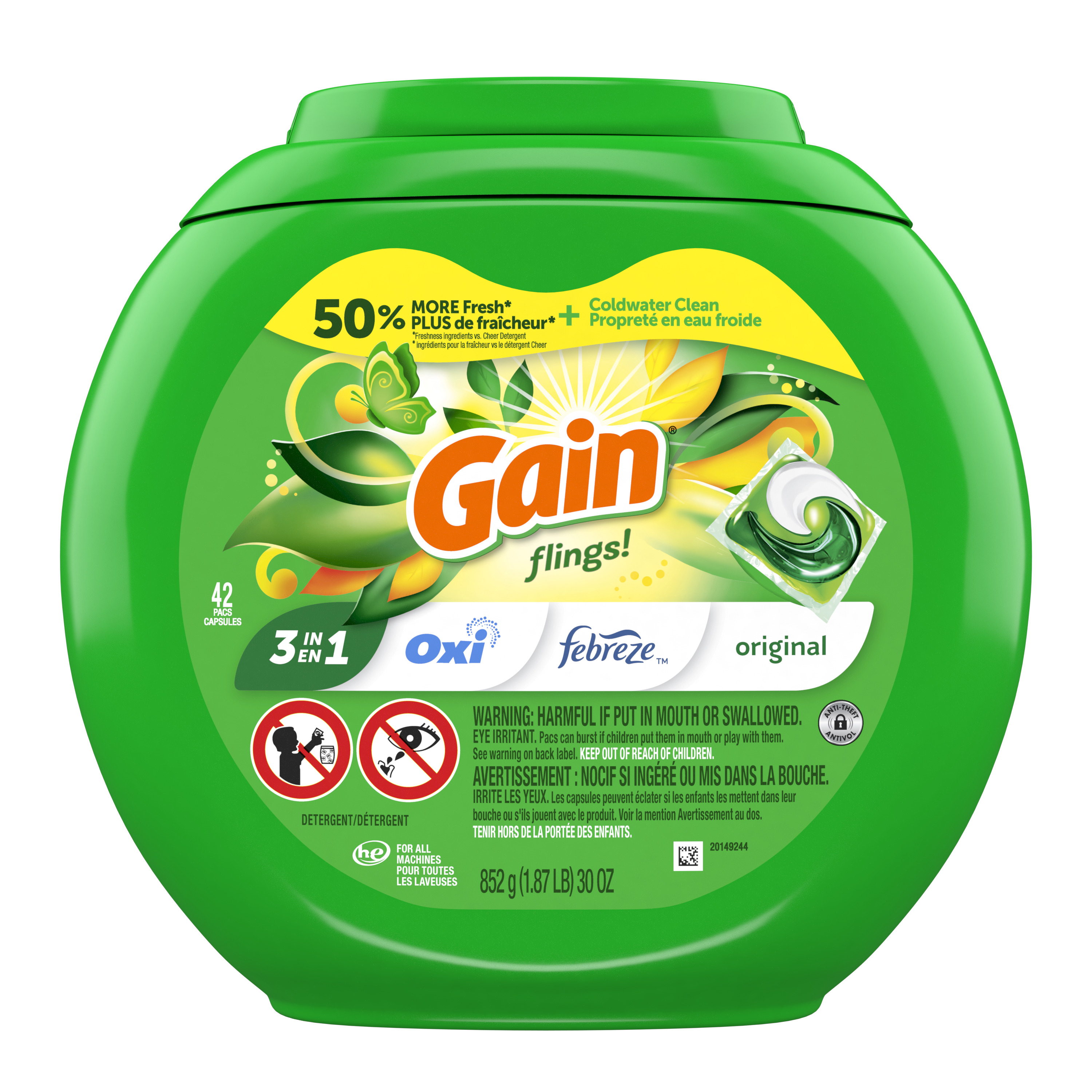 Gain Flings Laundry Detergent Pods, Original, 42 Count photo 2