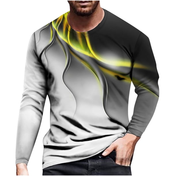 Blusa de camiseta de manga corta con estampado de jersey de cuello redondo informal a la moda para hombre Pompotops oipoqjl2986