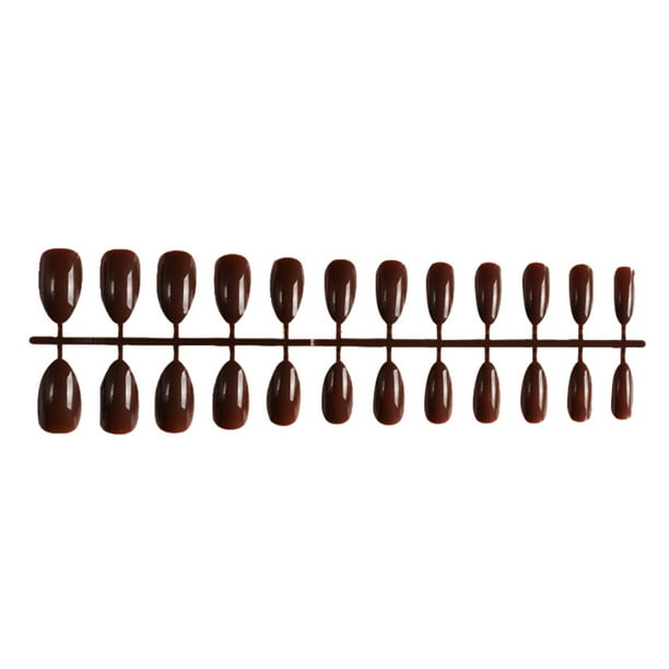 Minnieouse 24 piezas de uñas postizas para mujer, bricolaje, herramientas de decoración de manicura falsa, accesorio de decoración de moda, puntas de Juegos de manicura Marrón Minnieouse CE011429-23
