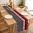 thumbnail image 3 of Black Red Table Runner - 108 Inch Long, Kitchen Dining Table Runner Dresser Scarves, Garden Floral Stripe Aesthetic Flower Boho Farmhouse Decor for Coffee Tables Wedding Party Banquet, 3 of 8