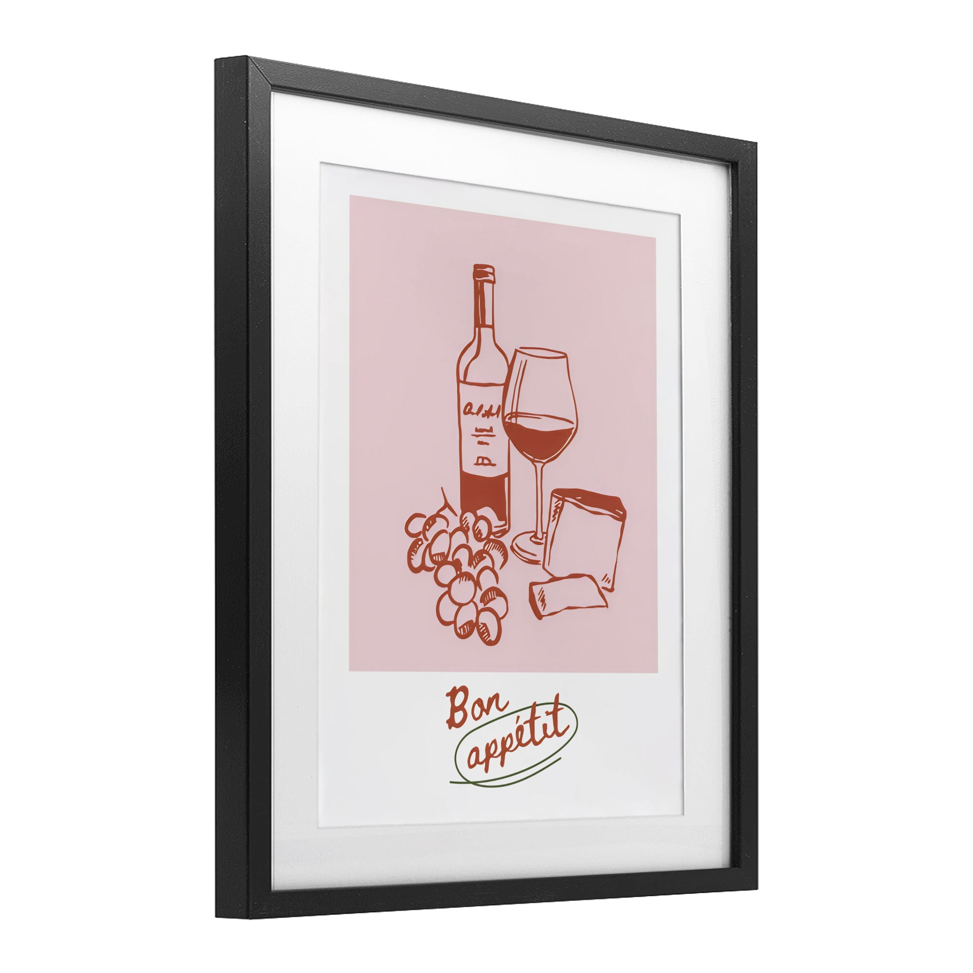 Stupell Industries Bon Appetit Wine & Grapes Black Framed Print Under Glass, design by The Prints Vibe