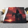 thumbnail image 3 of Throw Blanket for Couch, Lone Rider Under Red Sky Super Soft Fuzzy Comfy Warm Throw Blanket, Cuteness Lightweight Cozy Plush Flannel Blanket & Throws for Sofa and Bed All Season, 3 of 5