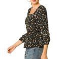 thumbnail image 4 of Unique Bargains Blouse à Manches Longues à Encolure Carrée à Fleurs pour Femmes, 4 of 7