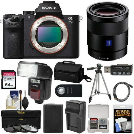 Sony Alpha A7 II Digital Camera Body with Vario-Tessar T* FE 24-70mm f/4 ZA OSS Zoom Lens + 64GB Card + Battery + Charger +