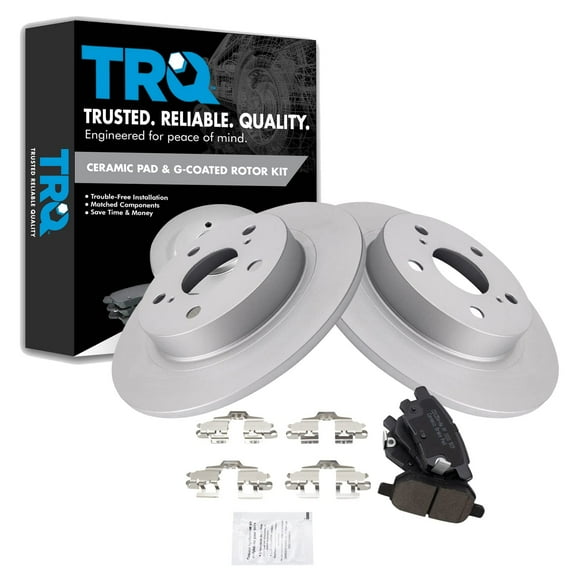 TRQ Rear Brake Pad & Rotor Kit Brake Pads Brake Rotor Ceramic Premium G-Coated Fits Select 2011-2016 Scion tC