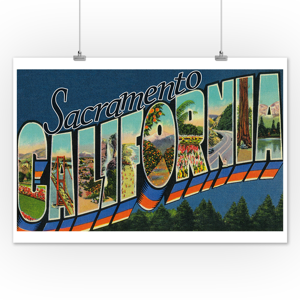 Greetings from Sacramento, California (12x18 Art Print, Wall Decor
