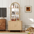thumbnail image 6 of Wirrytor 63" Tall Cat Litter Box Enclosure with Sliding Doors, 3-Tier Hidden Litter Box Cabinet with Anti‑Tip Kit for Living Room, Natural Wood, 6 of 10