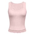 thumbnail image 7 of IDOCLOTHES Lace Ribbed Tank Tops for Women Workout Tank Tops Woman Slim Fitted Sleeveless Running Vest for Women Athletic Camisole Shirts Women's Tanks & Camis Pink, XL, 7 of 7