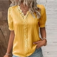 thumbnail image 2 of Gibobby Camisas Para Mujer Elegantes Camisa elegante de encaje liso con cuello de para mujer, blusa elegante de Color sólido a la moda, camiseta y cómoda de manga corta（Anaranjado， XXL), 2 of 4