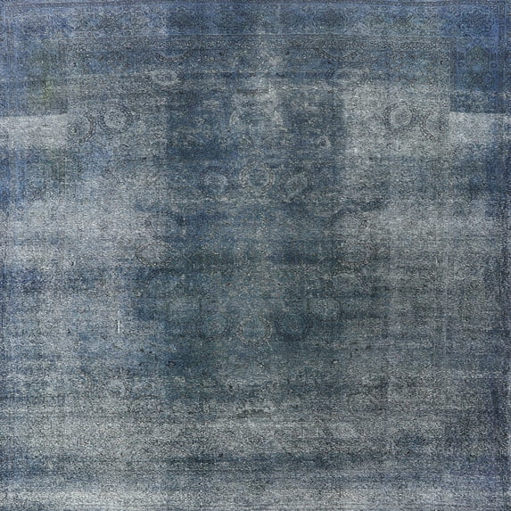 Ahgly Company Indoor Square Mid-Century Modern Light Slate Gray Oriental Area Rugs, 6' Square