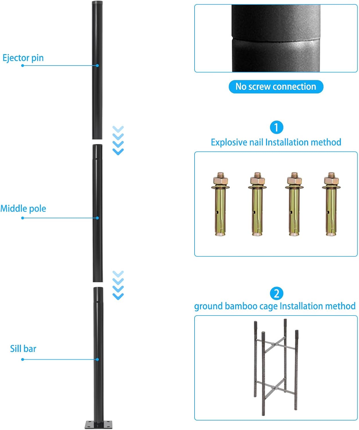 Street Light Pole 10ft Tall Street Lamp Post for Metal Solar Lights Poles with 7.87 inch x 7.87 inch Base for Outdoor Street Light Courtyard Pathway Patio Flag Post