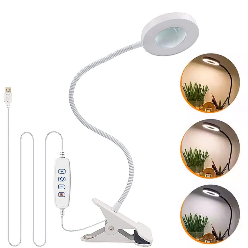 LED Desk Magnifiers 360 Adjustable Neck Strong Clamps for Reading Crafts Use