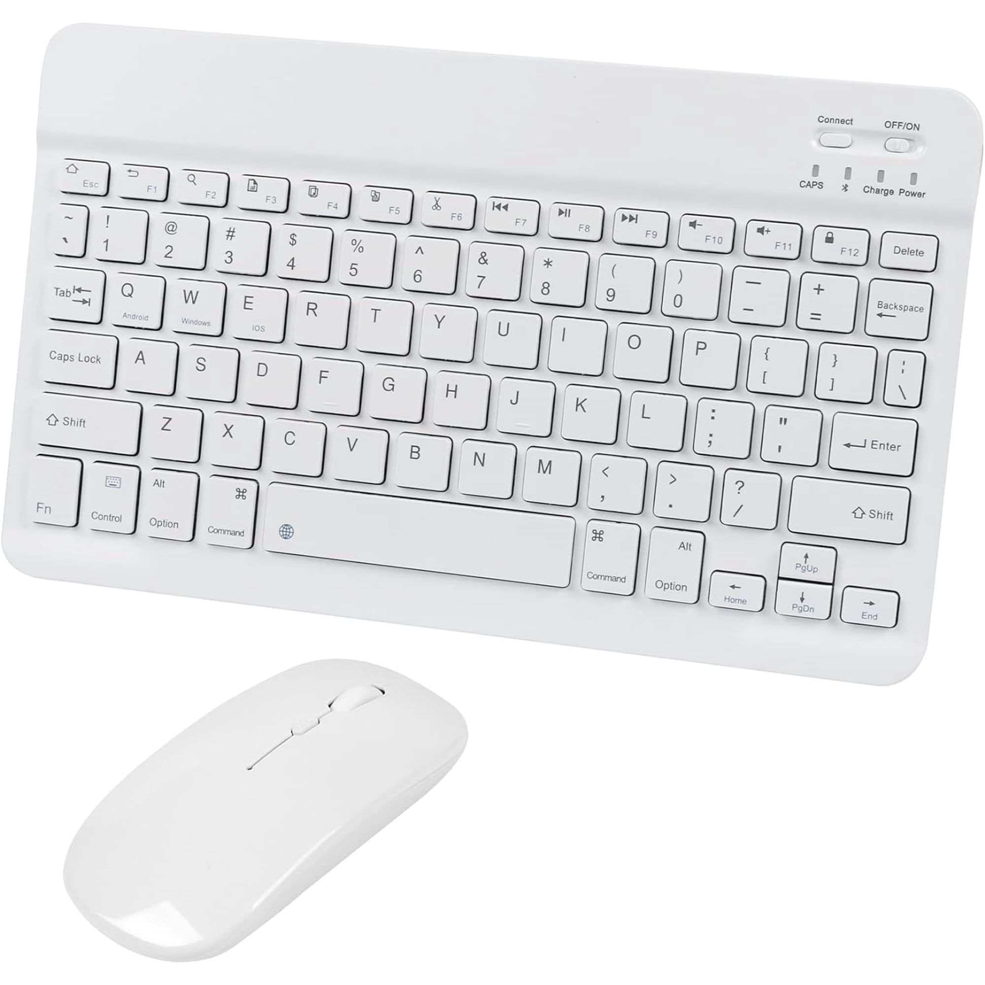 Bluetooth Wireless Keyboard and Mouse Combo,Ultra-Slim Ergonomic Small Rechargeable Bluetooth Keyboard Mouse Set for Apple iPad iPhone Samsung Tablet Phone Android PC Computer Mac Smartphone(White)