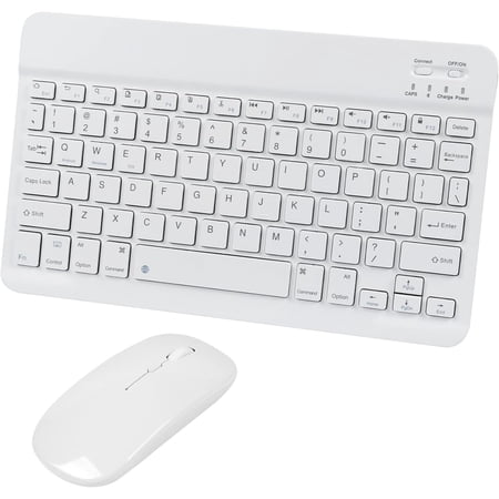 Bluetooth Wireless Keyboard and Mouse Combo,Ultra-Slim Ergonomic Small Rechargeable Bluetooth Keyboard Mouse Set for Apple iPad iPhone Samsung Tablet Phone Android PC Computer Mac Smartphone(White)