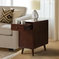thumbnail image 3 of 26" Modern Wooden End Table End Table Set of 2 with Charging Station Tray and Storage Shelves Walnut, 3 of 9