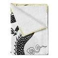 thumbnail image 2 of Dragon Soft Flannel Fleece Throw Blanket, Funny Traditional Chinese Dragon at Sea Waves with Calligraphy Print, Cozy Plush for Indoor and Outdoor Use, 70" x 90", Multicolor, by Ambesonne, 2 of 5