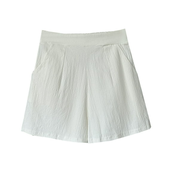 yillto Cotton Shorts for Womens Summer Casual Loose High Waist Business Dressy Shorts Pull on Shorts with Pockets
