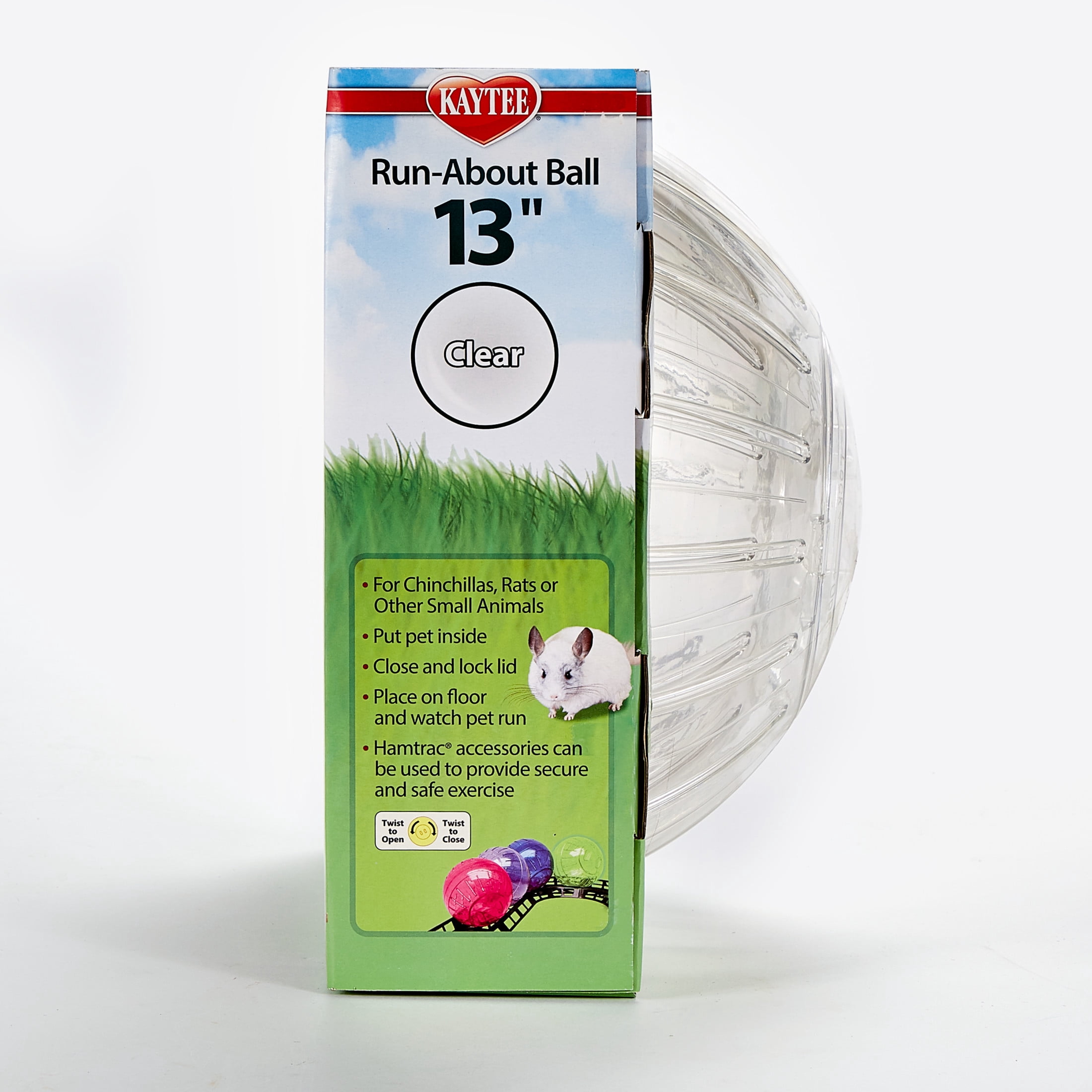 Kaytee Mega Run-About Ball for Pet Rats, Chinchillas and Other Large Small Animals, Clear 13 Inches